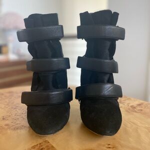 Isabel Marant, Scarlet Calfskin Suede Leather Wedge Booties in Black in size 37